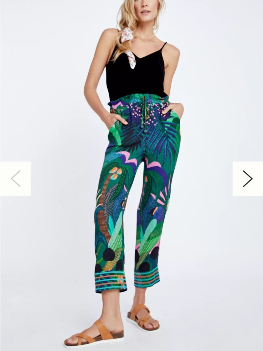 NEW Anthropologie Farm Rio Tropique Embroidered Tropical print Joggers Pants XL